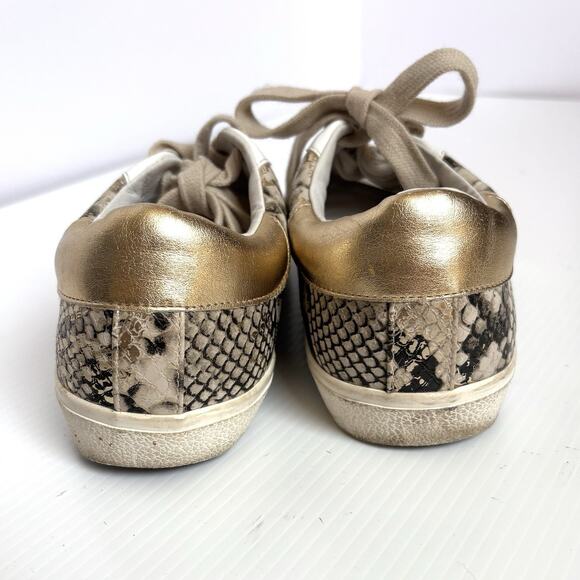 Steve Madden Sienna Metallic Snake Print Star Lace Up Sneakers Size 9 - Picture 3 of 10